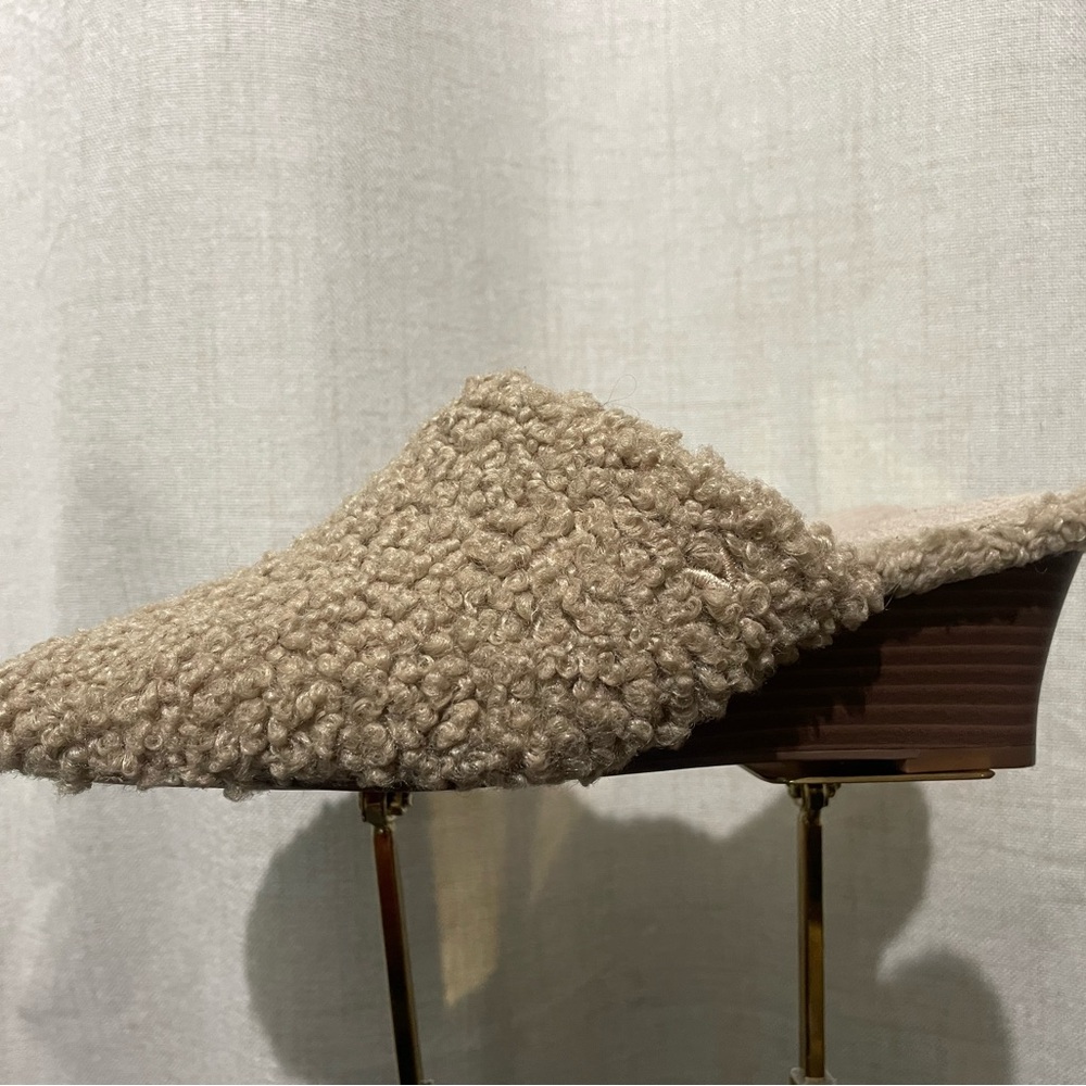 Tan Square-Toe Wedge Mules - Picture 3 of 6